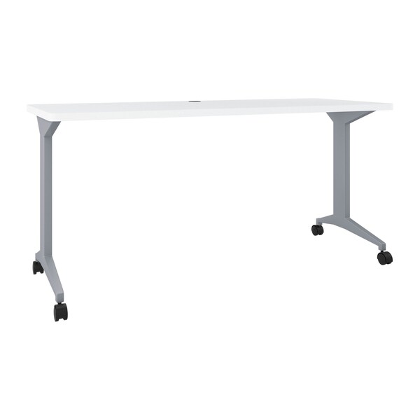 Hirsh Commercial Desks, 60 in W, 28.75 in H, Steel, Laminate Top, Arctic Silver / White 24373 - main